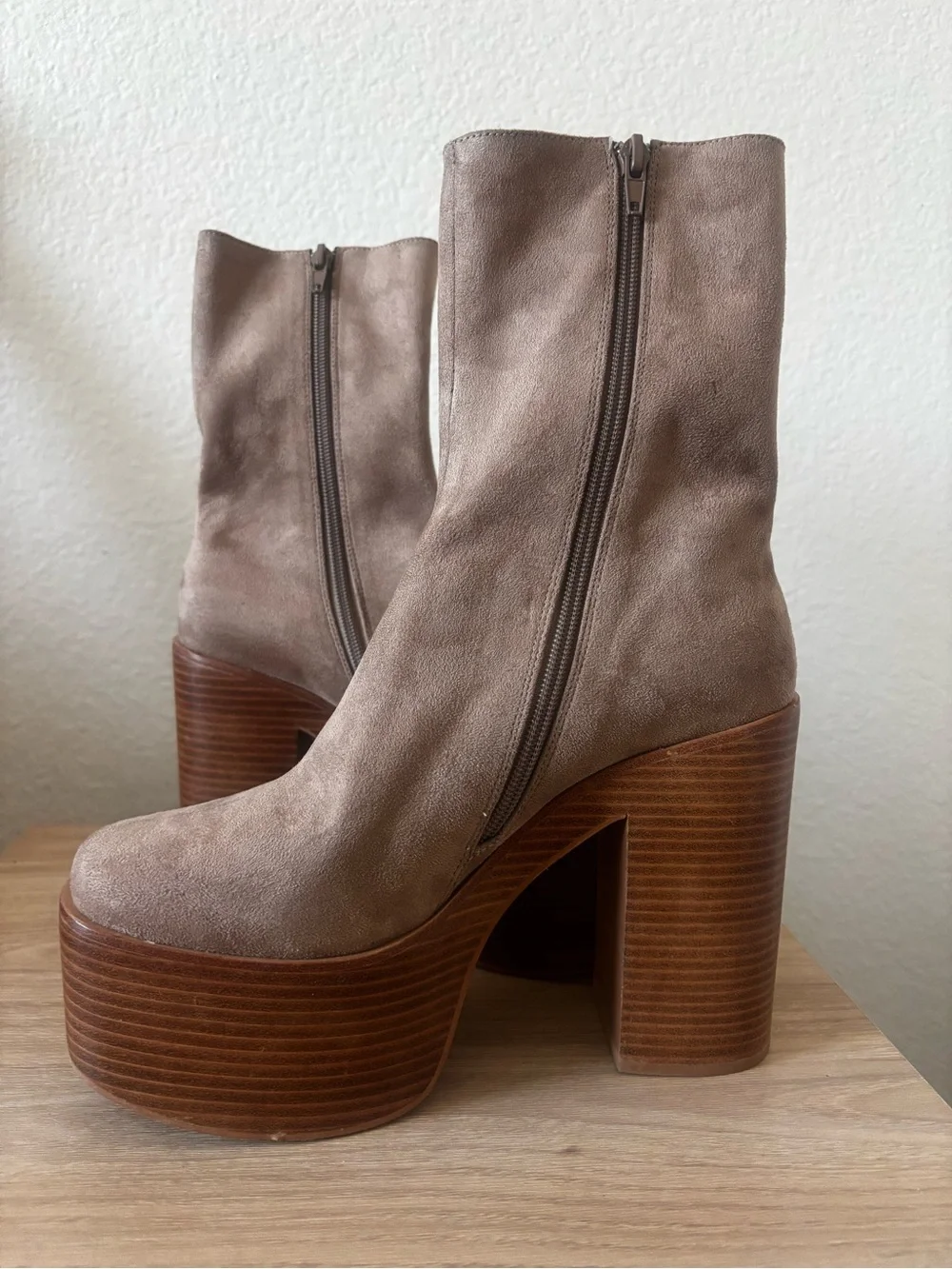 Jeffrey Campbell Taupe Suede Mexique Platform Bootie